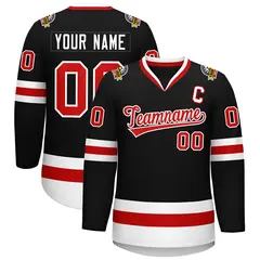 Black Red-White Classic Style Hockey Jersey 1