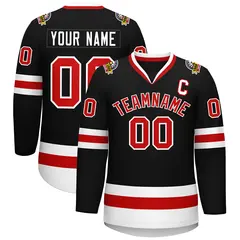 Black Red-White Classic Style Hockey Jersey 1