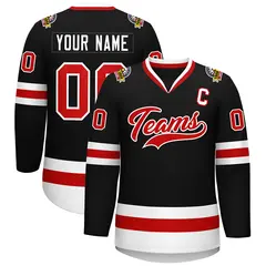 Black Red-White Classic Style Hockey Jersey