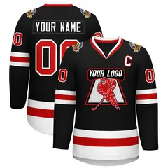 Black Red-White Classic Style Hockey Jersey 1