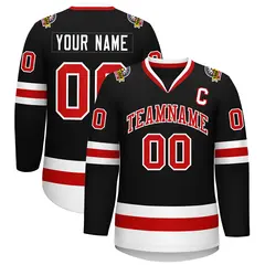 Black Red-White Classic Style Hockey Jersey 1