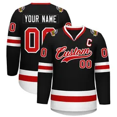 Black Red-White Classic Style Hockey Jersey 1