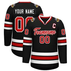 Black Red-White Classic Style Hockey Jersey 1