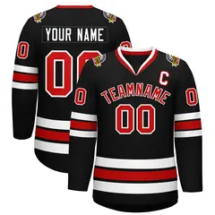 Black Red-White Classic Style Hockey Jersey 1