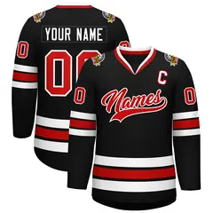 Black Red-White Classic Style Hockey Jersey 1