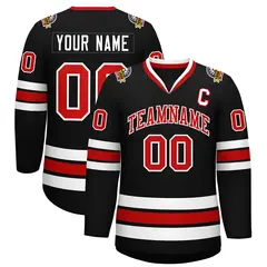 Black Red-White Classic Style Hockey Jersey 1