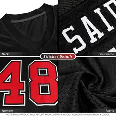 Black Red-White Classic Style Mesh Authentic Football Jersey 4