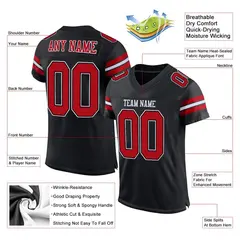 Black Red-White Classic Style Mesh Authentic Football Jersey 6