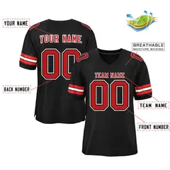 Black Red-White Classic Style Mesh Authentic Football Jersey 4