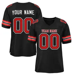Black Red-White Classic Style Mesh Authentic Football Jersey