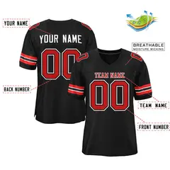 Black Red-White Classic Style Mesh Authentic Football Jersey 2