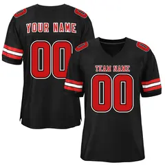 Black Red-White Classic Style Mesh Authentic Football Jersey