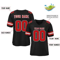 Black Red-White Classic Style Mesh Authentic Football Jersey 2