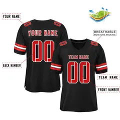 Black Red-White Classic Style Mesh Authentic Football Jersey 2