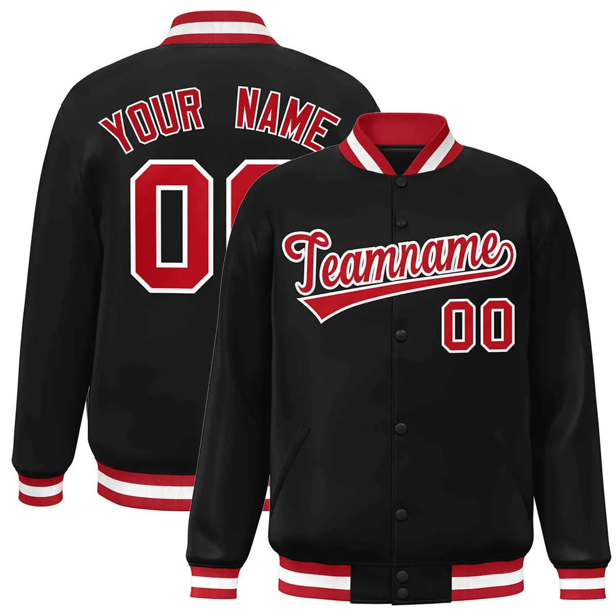 Black Red-White Classic Style Varsity Letterman Jacket