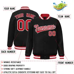 Black Red-White Classic Style Varsity Letterman Jacket 2