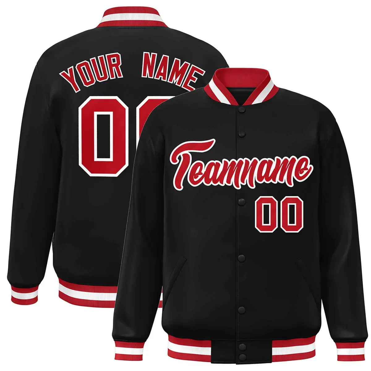 Black Red-White Classic Style Varsity Letterman Jacket