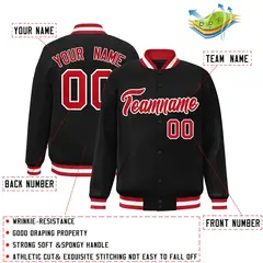 Black Red-White Classic Style Varsity Letterman Jacket 2