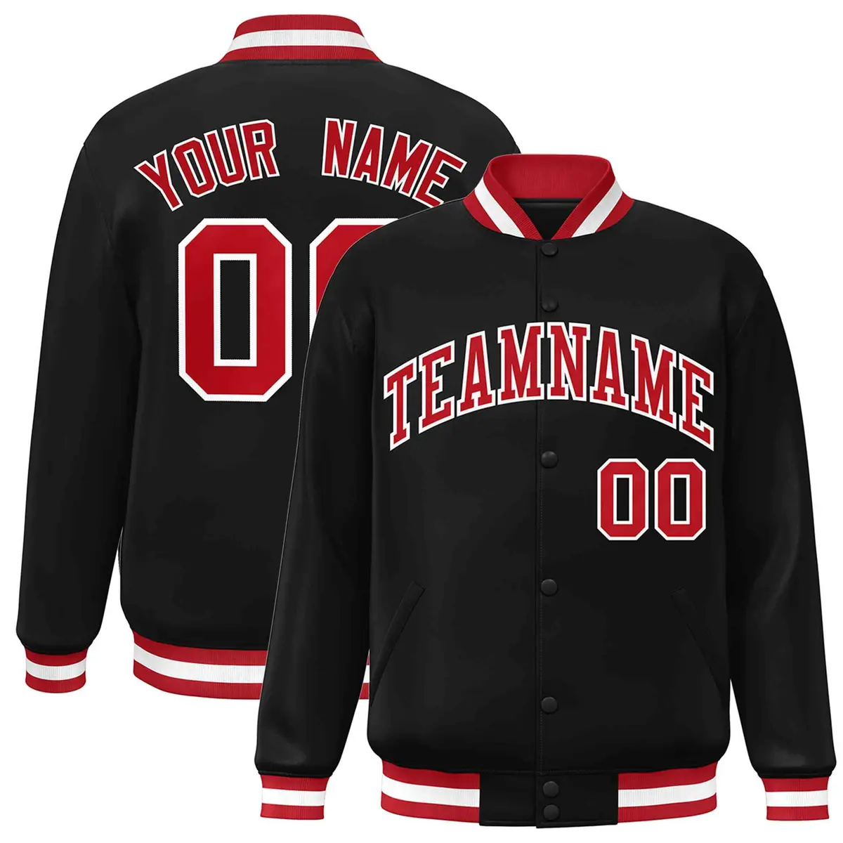 Black Red-White Classic Style Varsity Letterman Jacket