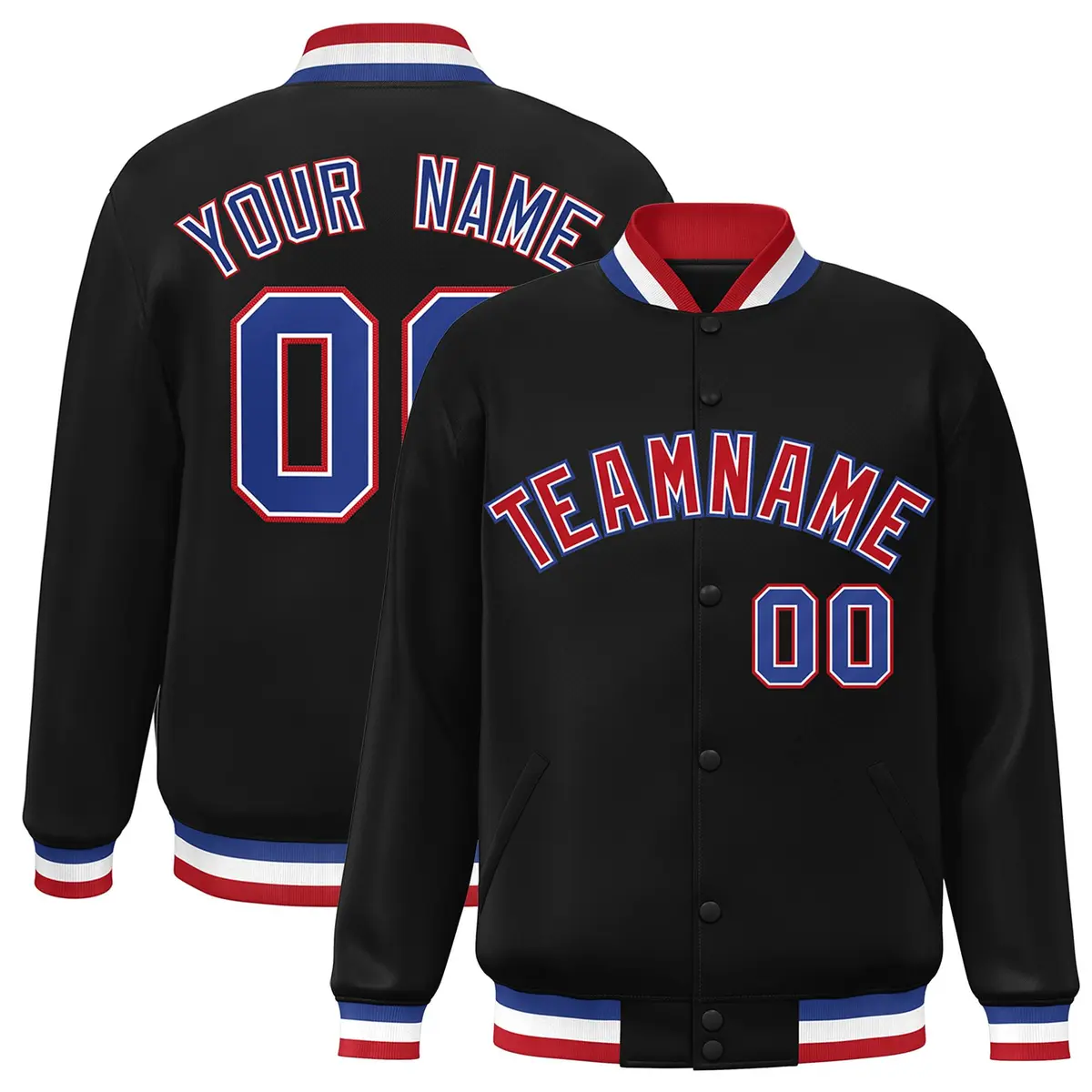 Black Red-White Classic Style Varsity Letterman Jacket