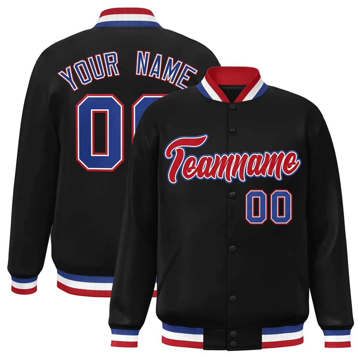 Black Red-White Classic Style Varsity Letterman Jacket