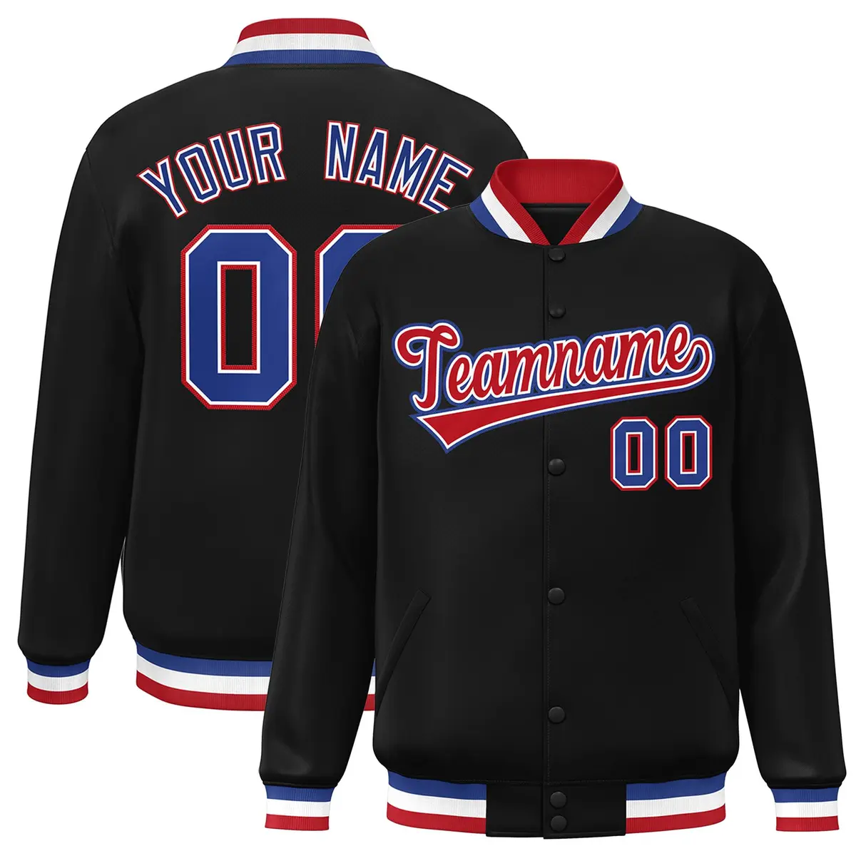 Black Red-White Classic Style Varsity Letterman Jacket