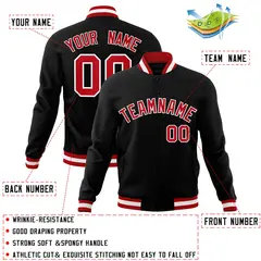Black Red-White Classic Style Varsity Letterman Jacket 4