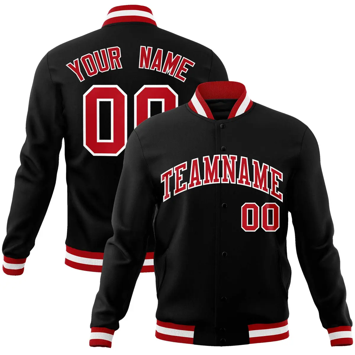 Black Red-White Classic Style Varsity Letterman Jacket