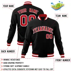 Black Red-White Classic Style Varsity Letterman Jacket 4