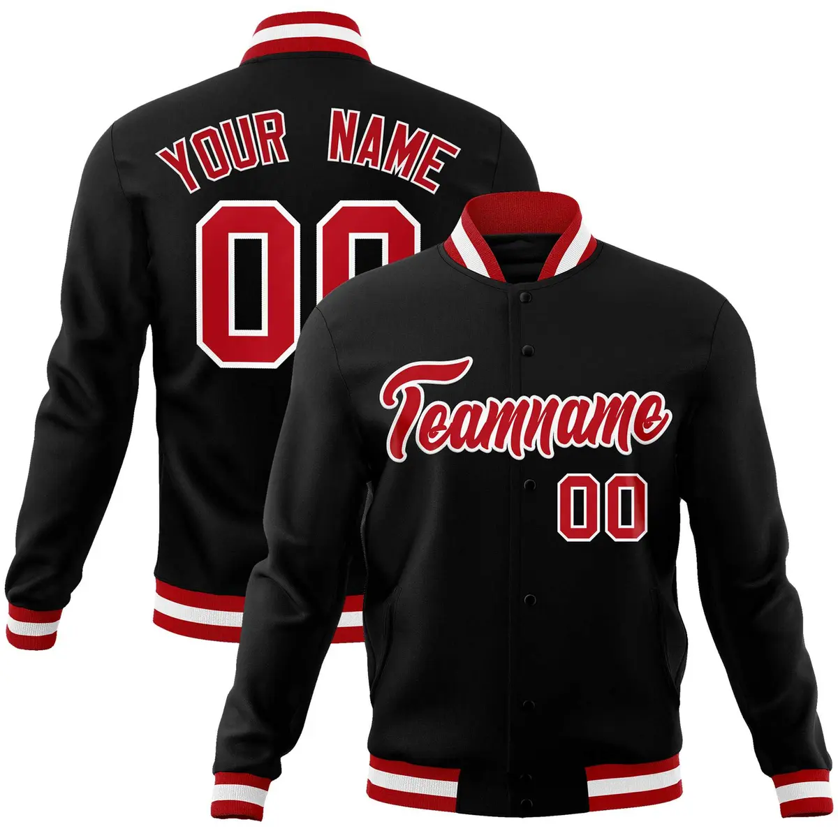 Black Red-White Classic Style Varsity Letterman Jacket