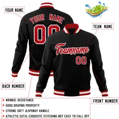 Black Red-White Classic Style Varsity Letterman Jacket 4