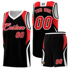 Black Red White Color Block Basketball Jersey