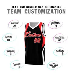 Black Red White Color Block Basketball Jersey 4