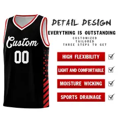 Black Red White Diamond Stripe Side Basketball Jersey 2