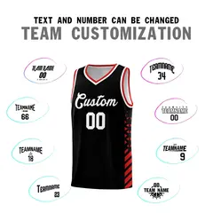 Black Red White Diamond Stripe Side Basketball Jersey 4