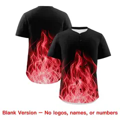 Black Red White Flame Graffiti Pattern Baseball Jersey 7