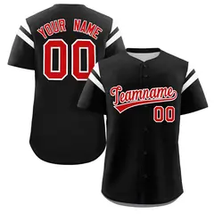 Black Red-White Full Button Classic Baseball Jersey 1