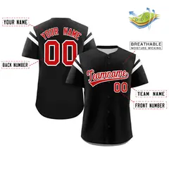 Black Red-White Full Button Classic Baseball Jersey 2
