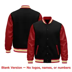 Black Red White Gold Varsity Full-Snap Letterman Jacket 5