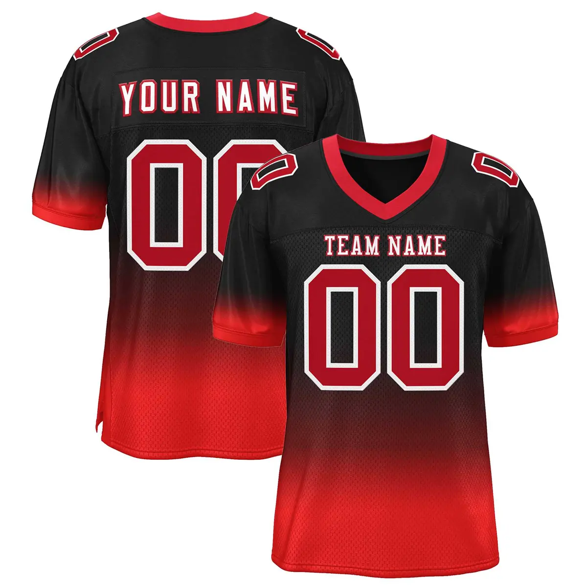 Black Red-White Gradient Fashion Team Football Jersey