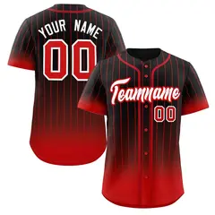 Black Red-White Gradient Stripe Baseball Jersey 1