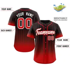 Black Red-White Gradient Stripe Baseball Jersey 2