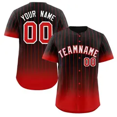 Black Red-White Gradient Stripe Baseball Jersey 1