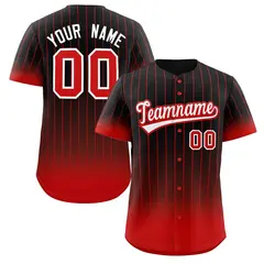 Black Red-White Gradient Stripe Baseball Jersey 1