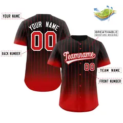 Black Red-White Gradient Stripe Baseball Jersey 2