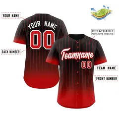 Black Red-White Gradient Stripe Baseball Jersey 2