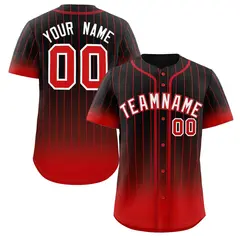 Black Red-White Gradient Stripe Baseball Jersey
