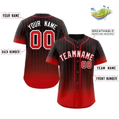 Black Red-White Gradient Stripe Baseball Jersey 2