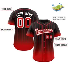 Black Red-White Gradient Stripe Baseball Jersey 2