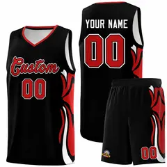 Black Red-White Graffiti Side Curve Basketball Jersey Sets 1